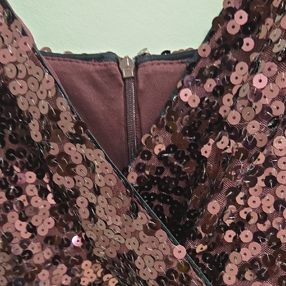 VENUS Burgundy and Gold Sequin Mini Dress **NWOT** - Picture 10 of 15